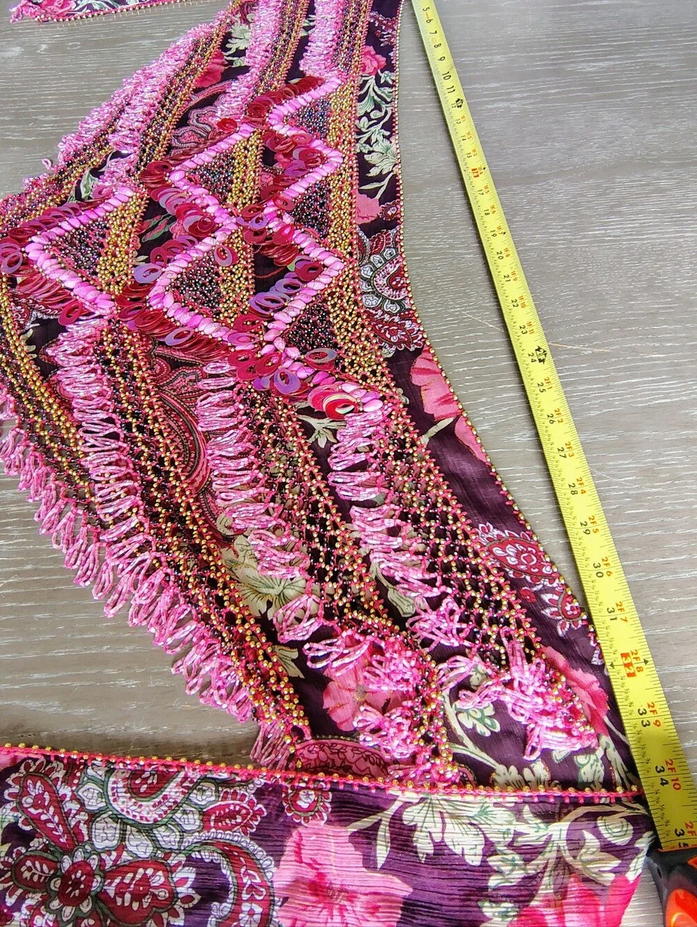 Artisan Hand Beaded Wearable Textile Art Statement Wrap Festival Boho